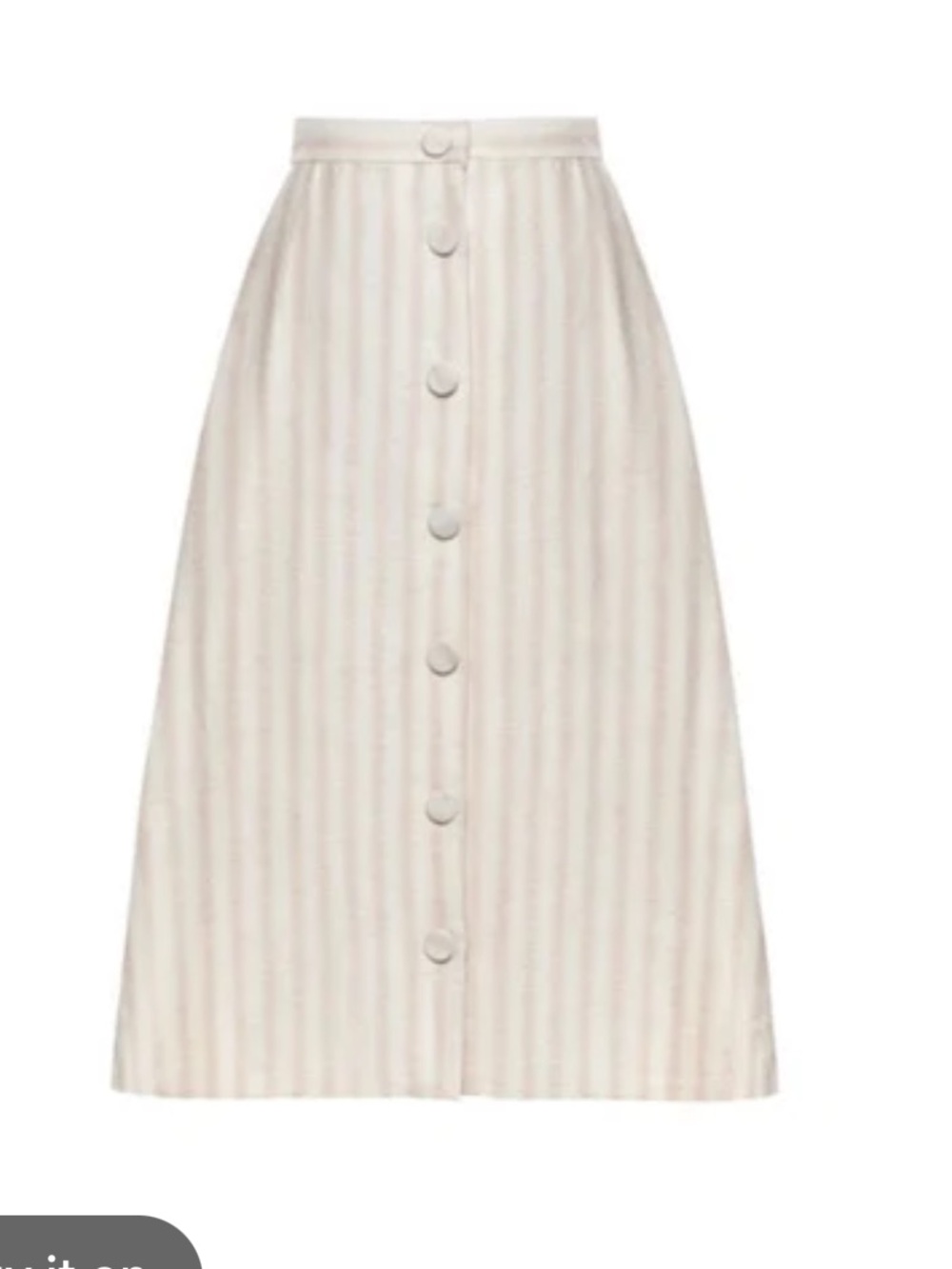 H&M Skirt - cream striped button front midi length satin lightweight